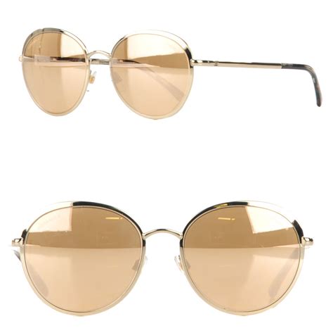 chanel 4206 sunglasses gold|CHANEL 18k Gold Mirror Round Signature Sunglasses 4206.